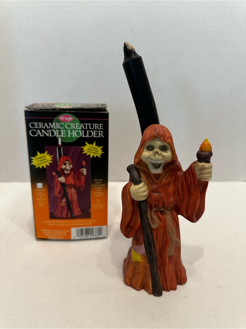 Fun World Halloween Ceramic Phantom with Staff  Candle Holder